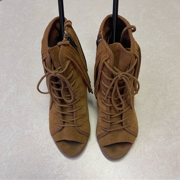 Steve MADDEN FRINGE Ankle Boot Open Toe Fringe Bohemian US 6B - Picture 3 of 11